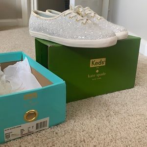 Kate Spade Glitter Keds in Cream.